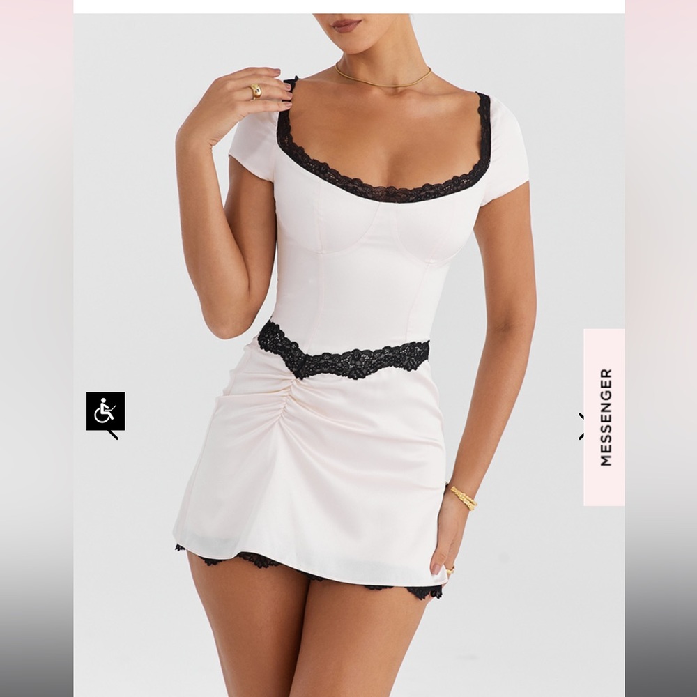 Mistress Rocks Ivory Satin Mini Dress